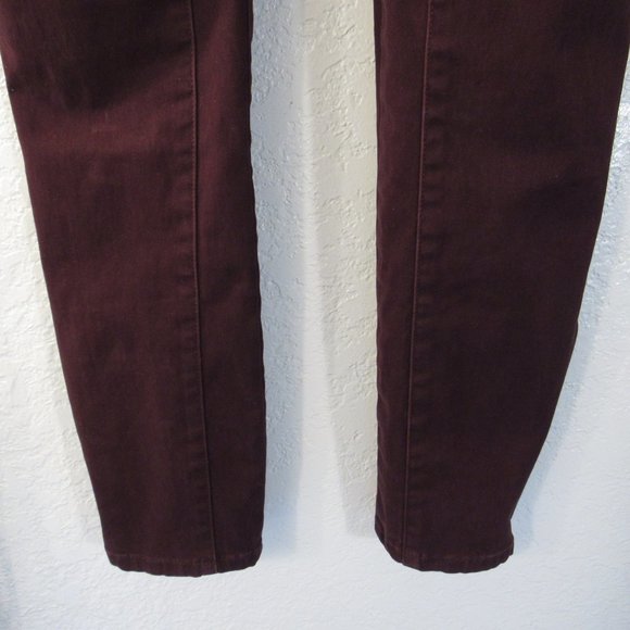 Wine Stretch Skinny Leg Jeans Zip Ankle Sz 4 R - Picture 9 of 13